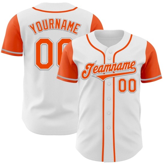 Custom White Orange-Gray Authentic Two Tone Baseball Jersey Custom White Orange-Gray Authentic Two Tone Baseball Jersey
