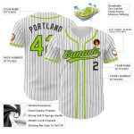 Custom White Black Pinstripe Neon Green Authentic Baseball Jersey