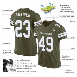 Custom Olive White Mesh Authentic Salute To Service Football Jersey