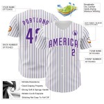 Custom White Purple Pinstripe Purple Authentic Baseball Jersey