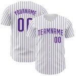 Custom White Purple Pinstripe Purple Authentic Baseball Jersey