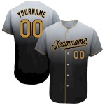 Custom Gray Old Gold-Black Authentic Fade Fashion Baseball Jersey