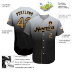 Custom Gray Old Gold-Black Authentic Fade Fashion Baseball Jersey