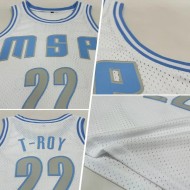 Custom White Light Gray-Light Blue Authentic Throwback Basketball Jersey