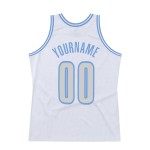 Custom White Light Gray-Light Blue Authentic Throwback Basketball Jersey