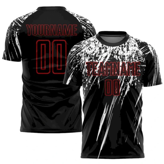 Custom Black Red-White Sublimation Soccer Uniform Jersey