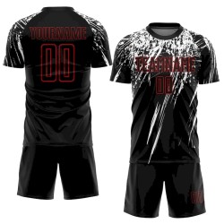 Custom Black Red-White Sublimation Soccer Uniform Jersey