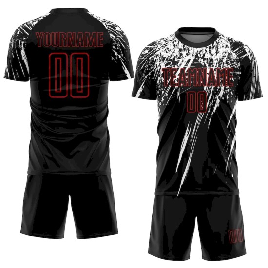 Custom Black Red-White Sublimation Soccer Uniform Jersey