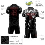 Custom Black Red-White Sublimation Soccer Uniform Jersey