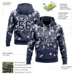 Custom Stitched Navy White Christmas Snowflakes 3D Sports Pullover Sweatshirt Hoodie Custom Stitched Navy White Christmas Snowflakes 3D Sports Pullover Sweatshirt Hoodie