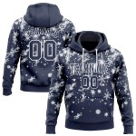 Custom Stitched Navy White Christmas Snowflakes 3D Sports Pullover Sweatshirt Hoodie Custom Stitched Navy White Christmas Snowflakes 3D Sports Pullover Sweatshirt Hoodie