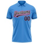 Custom Powder Blue Black-Hot Pink Performance Vapor Golf Polo Shirt