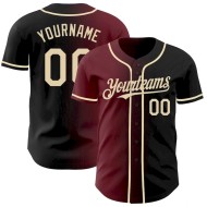Custom Black Cream-Burgundy Authentic Gradient Fashion Baseball Jersey