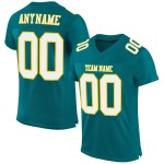Custom Teal White-Gold Mesh Authentic Football Jersey Custom Teal White-Gold Mesh Authentic Football Jersey