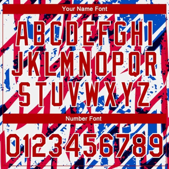 Custom White Royal-Red 3D Pattern Design Bomber Full-Snap Varsity Letterman Jacket Custom White Royal-Red 3D Pattern Design Bomber Full-Snap Varsity Letterman Jacket