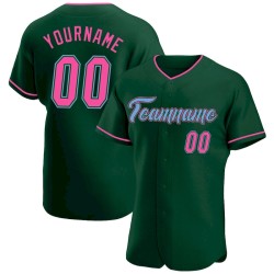 Custom Green Pink-Light Blue Authentic Baseball Jersey
